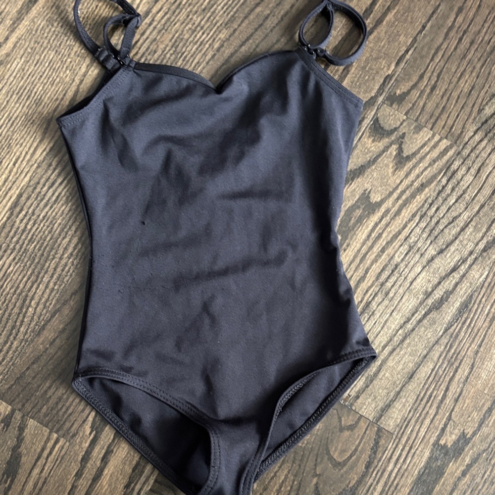 Capezio black leotard adjustable spaghetti straps child medium